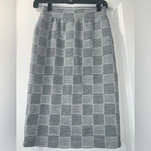 Business Gray Checked Pencil Skirt